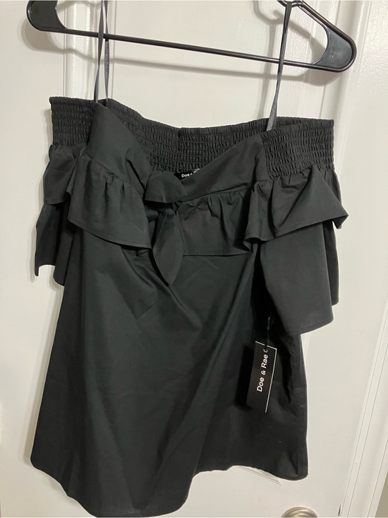 Doe & Rae Tops - Doe & Rae Black Off-Shoulder Black Ruffle top